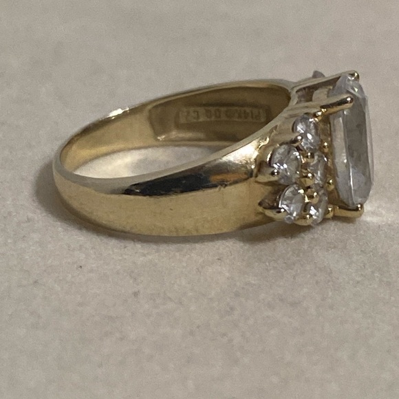 14K Yellow Gold Large CZ Ring - Picture 3 of 16